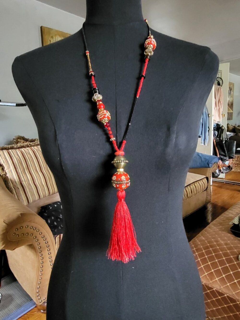 Bohemian style lariat, Dries Van Noten inspired